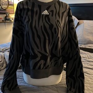 Adidas black and gray zebra sweat shit size Large